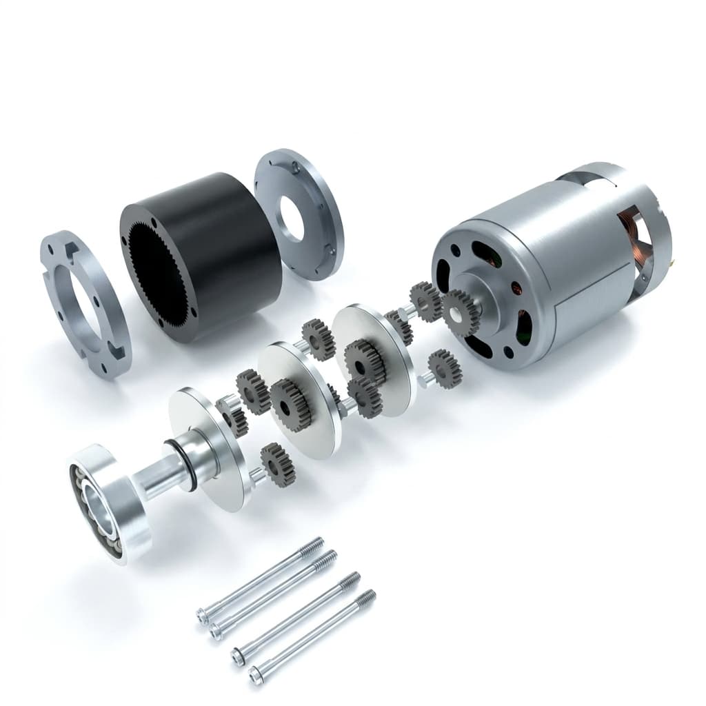 Metal gear micro planetary drive with compact gearbox for shock-load applications