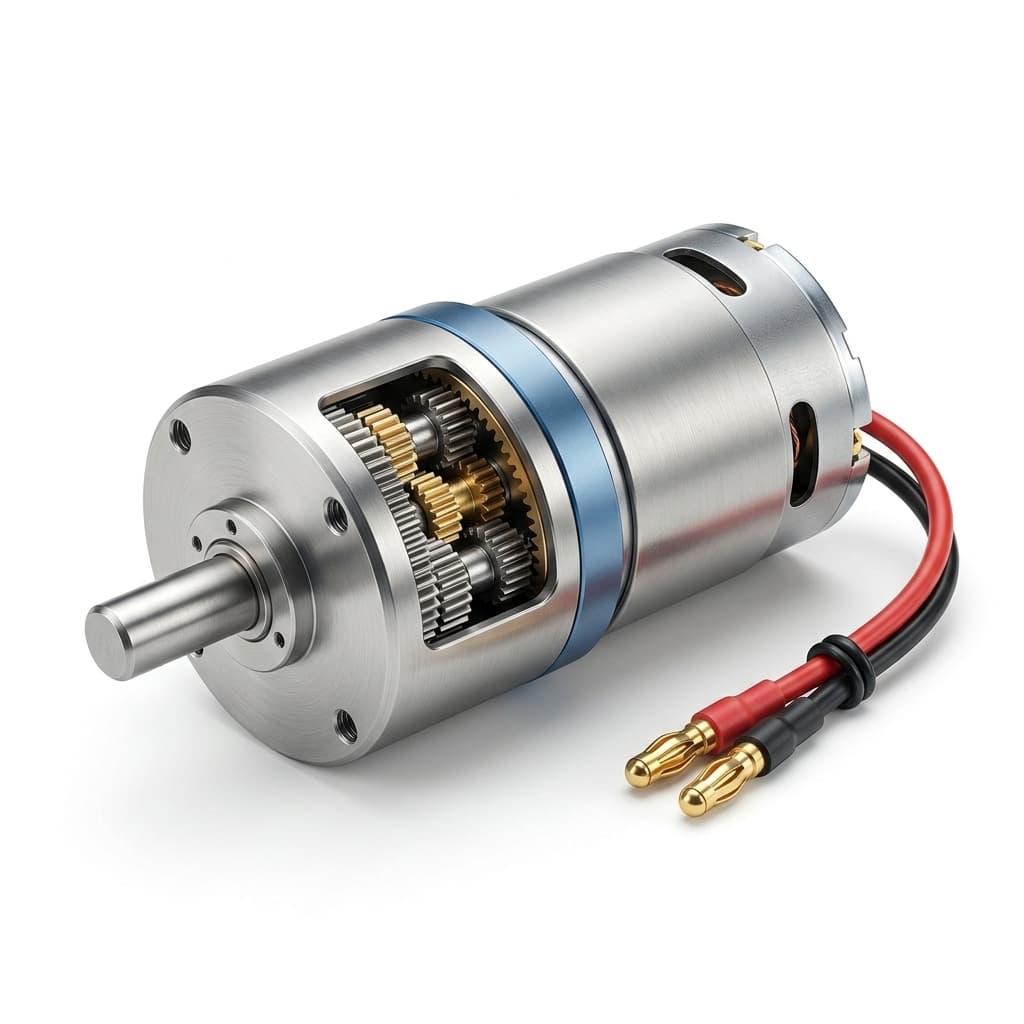 Small planetary gearbox assembly for coreless and brushed motor coupling