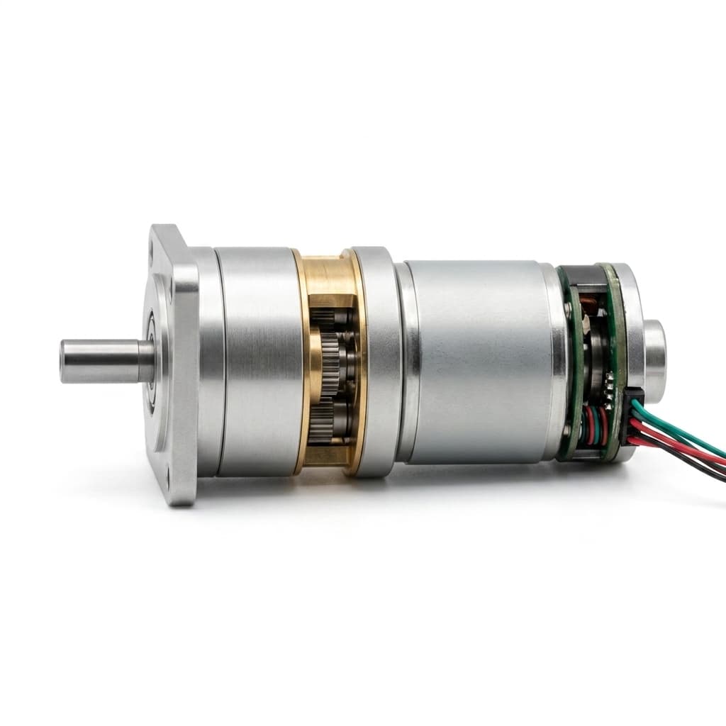 Compact encoder gear motor for optical positioning and smart actuator feedback